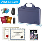 ENGPOW Accordion File Organizer,Fireproof Expanding File Folder with Multi Pockets,13 Pockets Document Organizer with Handle & Labels,Portable Home Travel Safe Storage Folder for Letter A4 Files,Blue