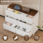 YKVIQBY 8 Drawer Dresser with 6 Double Hooks, 68.9" Tall Closet Organizer and Storage, Fabric Dresser for Bedroom, Nursery, Closet, Space-Saving Freestanding Storage Cabinet (White)
