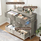 LGHM Fluted Dresser for Bedroom with 8 Drawers, Modern 8 Drawers Dressers with Semi-Cylindrical, Chest of Drawers Closet Organizers and Storage Clothes, 43" Tall Dresser with Bold Steel Frame, Gray