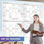 Dry Erase Four Month Laminated Jumbo Wall Calendar, 46" x 63", Huge Quarterly Laminated Erasable White Board, Giant 120 Day Family Whiteboard Schedule Planner, Large Multi Month Reusable Poster