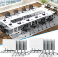 Conference Table,55.1''Folding Conference Room Table for 4-12 People,Mobile Flip Top MeetingTraining Table with Different Coulor and Styles for Offices, Classrooms,Meeting Room (8, 61''A)