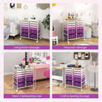 Giantex 12 Drawers Rolling Storage Cart, Classroom Organizers with Wheels for Tools Scrapbook Craft Paper Teacher Office School Supplies (Purple Gradient)