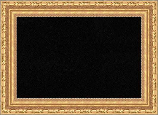 Amanti Art Black Cork Board for Wall, 16x22 Vision Board with Gold Wood Frame, Small Corkboard Office Decor for Home Organization, Traditional Corkboard Pinboard to Display Items for Home