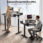 Kingant 40 x 24 Inch Electric Standing Desk with 4 Drawers, Height Adjustable Sit to Stand Computer Desk with Storage Shelf and C-Clamp Mount Compatibility for Home Office, Black