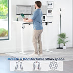VIVO Electric 55 x 28 in Standing Desk, Memory Height Adjustment, 1B Series, Holds 220 lbs, One-Piece White Top, White Frame, DESK-KIT-1W55W