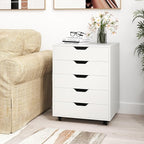 Giantex 5-Drawer Mobile Storage Cabinet with Wheels - Rolling Lateral Filing Under Desk Chest of Drawers, 19.5" x 16" x 25.5" Office Cabinet for Living Room, Study