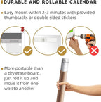 CLEVER CLEAN Large Dry Erase Wall Calendar - 48"x58" 12-month 2026 Undated Reusable Yearly Calendar for Home, Office, School Projects - Jumbo Laminated Task Organizer