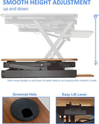 Rocelco 46" Large Height Adjustable Standing Desk Converter with Double Monitor Mount Stand BUNDLE - Quick Sit Stand Up Computer Workstation Riser - Retractable Keyboard Tray - Black (R DADRB-46-DMS)