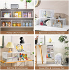 Freebat Closet Organizers and Storage, Acrylic Clear Plastic Storage Bins with Magnetic Door, 8 Pack Storage Containers for Clothes Home Organization Purse Bag Cabinet Display Closet Organizer System