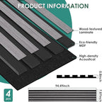 VallisCo 4-Piece Wood Slat Acoustic Panels for Stylish Interior Decor & Noise Reduction - 94.5" x 7.87" 3D Solid Wood Wall Panels for Ceiling and Wall, Covers 20.66 Sq Ft, Grey Oak