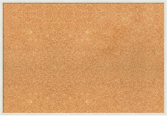 Amanti Art Natural Cork Board for Wall, 19x27 Vision Board with White Frame, Medium Corkboard Office Decor for Home Organization, Modern Corkboard Pinboard to Display Items for Home Organization in