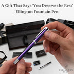 Ellington Pens Luxury Fountain Pen Set - Smooth Medium Nib - Includes 3 Ink Cartridges, Refillable Ink Converter, Gift Box - Fountain Pens For Writing, Calligraphy, Journaling, Sketching (Purple Haze)