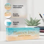 Personalized Name Plate for Desk, Custom Desk Name Plate, Acrylic Name Plate Office Desk Accessories, Personalized Office Gifts for Coworkers Teachers, Employee Appreciation Gifts (B-Beach)