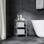 M MZG 750 lbs 3-Shelf Storage Shelves Wire Shelving Unit Standing Metal Rack for Small Places Narrow Wire Rack for Bathroom, Green 13.8 D x 13.8" W x 25.5" H