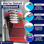 Plastic Clipboards with Low Profile Clip Set of 6-12.5 x 9 Inch Multi Color Plastic Clipboards Bulk - Clear Clip Boards Bulk Classroom Holds 100 Sheets, Acrylic Clipboard Clear 6 Pack