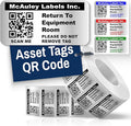 McAuley Labels Custom QR Code Stickers - Numbered, Permanent, Adhesive Asset Tags for Equipment - Metalized Silver Polyester - 2x1 Inches