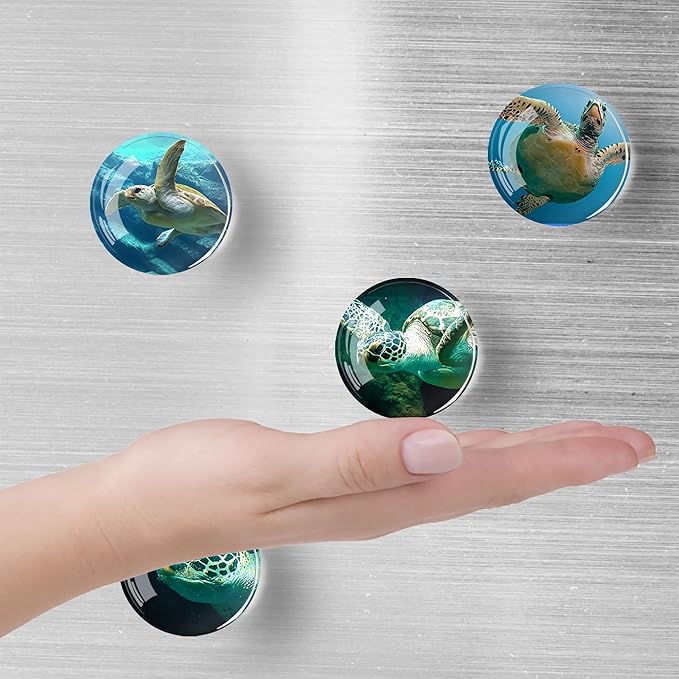12Pcs Glass Refrigerator Magnet Fridge Sticker,Turtle Fridge Magnets Decoration for Crafts,Strong Fridge Magnets for Kitchen, School,Office Whiteboard, Cabinet and Dishwasher