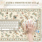 iCasso Beige Large Mouse Pad, Desk Matt for Desktop, XXL Desk Mat for Keyboard and Mouse, Anti-Slip Big Mousepad Computer Mat with Stitched Edges