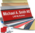Custom Name Plate for Doors, with Choice of Mounting Holders for Walls, Doors, Cubicles, Hanging and More - Personalized Red Plastic White Letters - USA Made 2x6 - B7