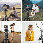 PULUZ 64"/164cm Video Tripod, Metal Camera Tripod with 360°Fluid Drag Head, Quick Release Plate Compatible with Canon Nikon Sony and Other DSLR Camera Camcorder for Photography/Videography