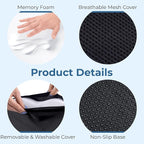 5 STARS UNITED Seat Cushion for Tailbone Pain Relief – Memory Foam Cushion for Coccyx, Hip, Sciatica & Post-Surgery Recovery – Wheelchair, Car, Desk, Gaming & Office Chairs, Black, X-Large