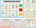 6Pcs Communication Board for Non Verbal Adults Picture Symbol Communication Cards Speech Therapy Tools for Autism Toddlers Kids Aphasia Stroke Patients Hospital Care Home Use Talking Placemats