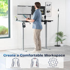 VIVO Electric 55 x 28 in Standing Desk, Memory Height Adjustment, 1B Series, Holds 220 lbs, One-Piece Black Top, Gray Frame, DESK-KIT-1G55B