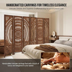 ALeesing 6 Panel Wood Room Divider Fully Assembled, Decorative Room Dividers and Folding Screens, 5.6Ft Room Divider Screen Freestanding Partition Wall Dividers for Home Bedroom Office, Dark Brown