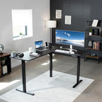 VIVO Electric Corner 63 x 55 inch L-Shaped Standing Desk, Memory Height Adjustment, Black Top Black Frame, DESK-E3CTB