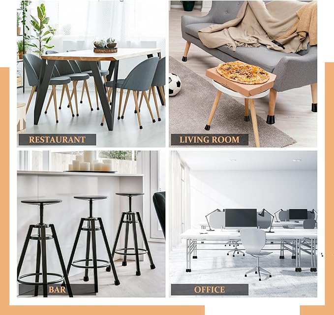 VOCOMO 1" Round Rubber Chair Leg Tips Caps, Chair Leg Floor Protectors Furniture Legs Caps Non Slip Reduce Noise for Hardwood Floors (Black, 24 Pack)