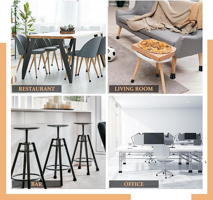VOCOMO 1" Round Rubber Chair Leg Tips Caps, Chair Leg Floor Protectors Furniture Legs Caps Non Slip Reduce Noise for Hardwood Floors (Black, 12 Pack)