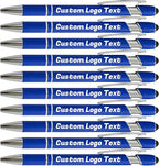 HEYZARDA Personalized Pens with Name Text Logo Custom Ballpoint Pen for Business Office Events with Stylus for Touchscreen 100 Pcs Blue