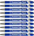 HEYZARDA Personalized Pens with Name Text Logo Custom Ballpoint Pen for Business Office Events with Stylus for Touchscreen 50 Pcs Blue