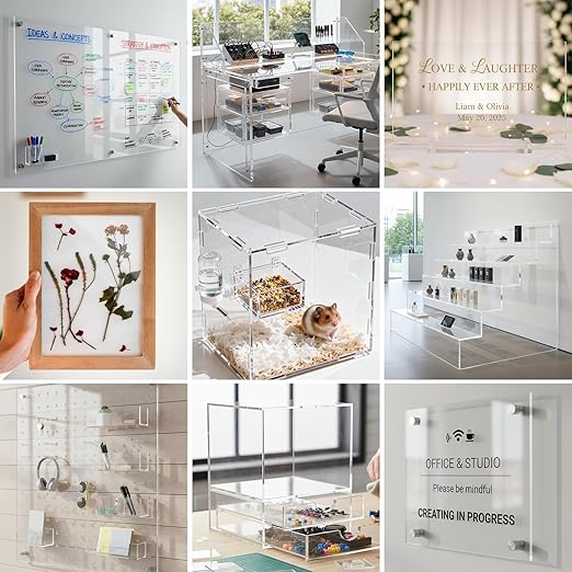 CALPALMY (2 Pack) 1/4" Thick Clear Large Acrylic Sheets - 36" x 48" Pre-Cut Plexiglass Sheets for Windows, Craft Projects, Signs, Display Cases, Sneeze Guard and More - Cut with Power Saw, Hand Tools