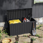 Yardgrace 90 Gallon Waterproof Outside Storage Box - Patio Storage & Outdoor Deck Box, All-Weather Resin Chest for Pool/Garden Accessories, Lockable UV-Resistant, Jet Black
