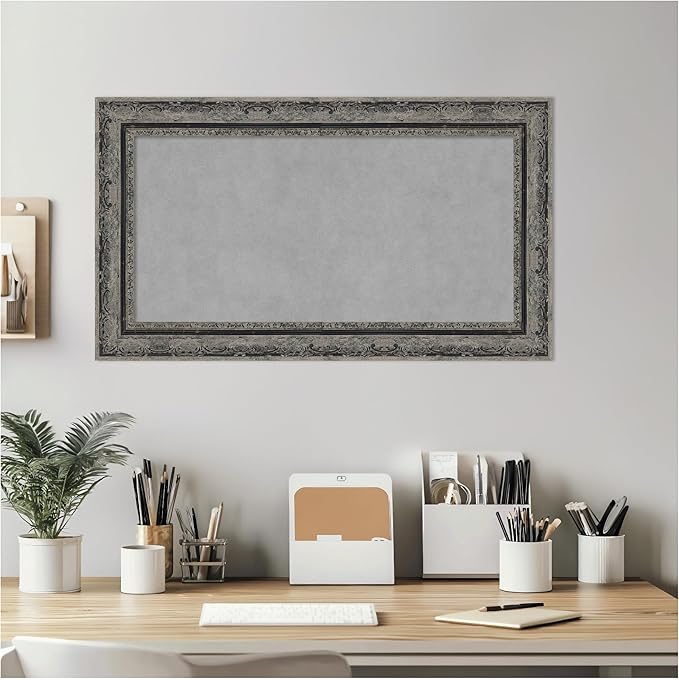 Amanti Art Black Framed Magnetic Board 16x28 Small Vision Board for use with Magnets, 100% Metal Sheet to Display Items as Office Decor or for Home Organization in mudroom, Kitchen or Kids Room