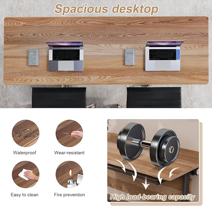 Conference Table Flip Top Mobile Conference Room Tables,Folding Conference Table with Wheels,Large Meeting Training Seminar Table Saving Space for Office Classroom(10B,70.8'')