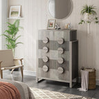 LGHM Fluted Dresser for Bedroom with 6 Drawers, Modern 6 Drawers Dressers with Semicylinder Fluted, Solid Chest of Drawers, 44.5" Tall Dresser with Stable Steel Frame, Metal Handles, Gray