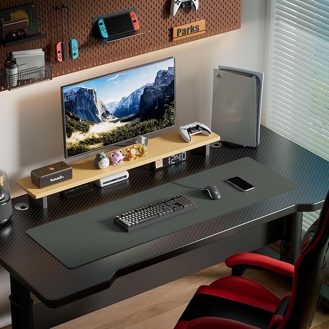 Aothia Leather Desk Pad Protector, Office Desk Mat, Large Mouse Pad, Laptop Desk Pad, Non-Slip PU Leather Desk Blotter, Waterproof Desk Writing Pad for Office and Home (Jungle Green, 55" x 17")