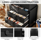 LGHM Fluted Dresser for Bedroom with 4 Drawers, Modern 4 Drawers Dressers with Semicylinder Fluted, Solid Chest of Drawers, 36" Tall Dresser with Bold Steel Frame, Metal Handles, Black