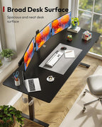 SANODESK Electric Standing Desk 79 x 32 Inches Height Adjustable Stand Up w/6-Button Ergonomic Computer Desk with Splice Board for Home Office, Black Frame + Black Tabletop