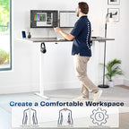 VIVO Electric 71 x 36 in Standing Desk, Memory Height Adjustment, 1B Series, Holds 220 lbs, Dark Gray Top White Frame, DESK-KIT-1W7G-36