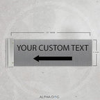 ALPHA DOG SIGNS Custom Projecting Hallway Sign, 4"x12" Double-Sided Business Plaque Left Arrow, Personalized Indoor Outdoor Wayfinding, Easy Install, Durable, Made in USA (Brushed Stainless)