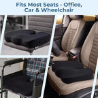 5 STARS UNITED Seat Cushion for Tailbone Pain Relief – Memory Foam Cushion for Coccyx, Hemorrhoid, Sciatica & Post-Surgery Recovery – Wheelchair, Car, Desk, Gaming & Office Chairs, Arctic Black