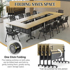 JEHUJD Conference Table,55.1''Folding Conference Room Table for 4-12 People,Mobile Flip Top MeetingTraining Table with Different Coulor and Styles for Offices, Classrooms,Meeting Room (4, E)