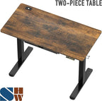SHW 48-Inch Electric Height Adjustable Standing Desk with Drawer, Memory Preset and Cable Management Tray, Rustic Brown