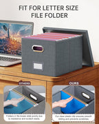 2 Pack File Storage Organizer, Filing Box, Portable File Box with Lid, Fit for Letter/Legal File Folder Storage, Document Organizer, Dark-gray