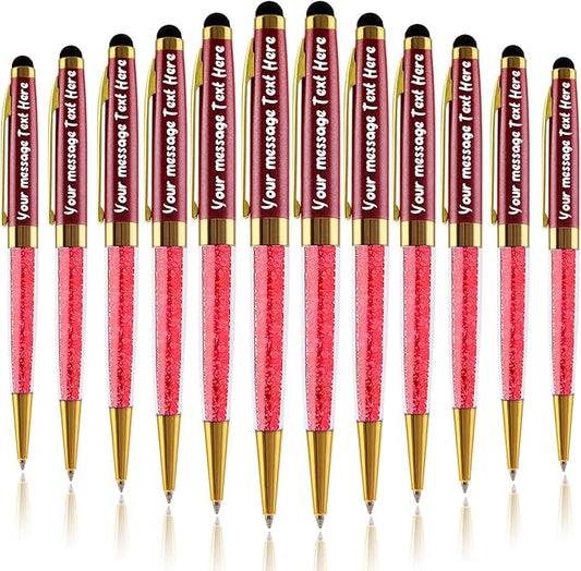 Personalized Gift Ballpoint Pens with Stylus - Custom Engraved Name Or Message Pens for Business, Teachers, and Students. Ideal Gift for Graduations, Promotions 12pcs/Pack