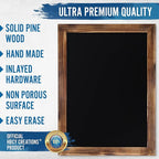 HBCY Creations 18" x 24" Torched Brown Solid Wood Frame Wall Chalkboard, Magnetic Surface, Home Décor, Restaurant & Café Menus, Blackboard, Includes Chalk, Eraser & Hanging Hardware