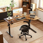 Agilestic Electric Standing Desk, L-Shaped 55 Inches Height Adjustable Desk, Sit and Stand up for Work Office Home, Ergonomic Rising Computer Table for Home Office with Splice Board, Rustic Brown